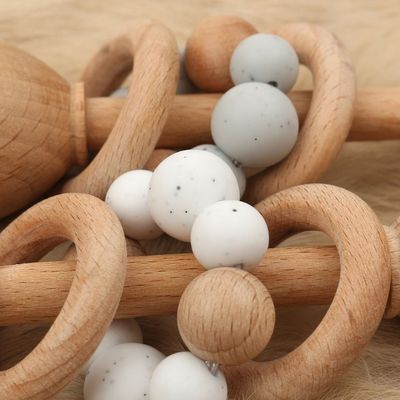 Legno di faggio del coniglio 5.12in Teether Bunny Teether di legno naturale