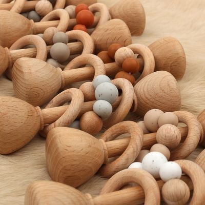 Legno di faggio del coniglio 5.12in Teether Bunny Teether di legno naturale
