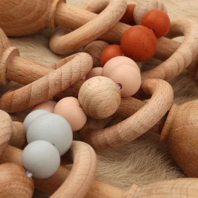 Legno di faggio del coniglio 5.12in Teether Bunny Teether di legno naturale