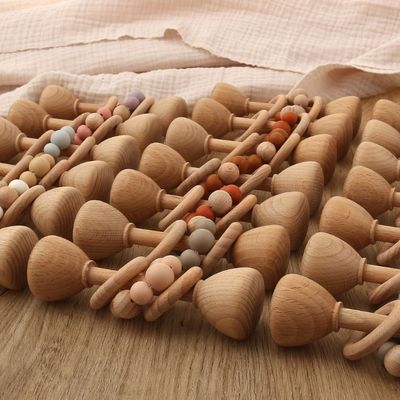 Legno di faggio del coniglio 5.12in Teether Bunny Teether di legno naturale