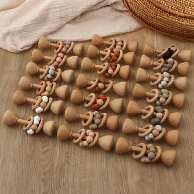 Legno di faggio del coniglio 5.12in Teether Bunny Teether di legno naturale