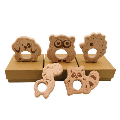 Giocattolo di legno ISO9001 Teether animale di legno mettere i denti del pendente della collana