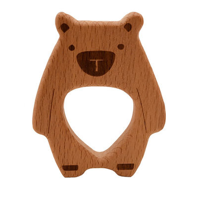 Giocattolo di legno ISO9001 Teether animale di legno mettere i denti del pendente della collana