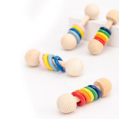 Crepitio di legno Ring Montessori Wooden Teethers Safe del roditore 10.7cm della palestra