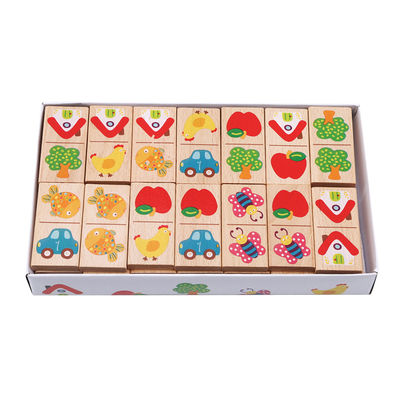 Blocchetti di legno di domino dell'animale 4cm del fumetto che costruiscono il giocattolo di puzzle