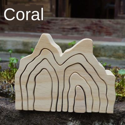 Il puzzle di legno ondulato del blocchetto dell'Istituto centrale di statistica gioca i blocchetti di legno Coral Grimm dell'arcobaleno