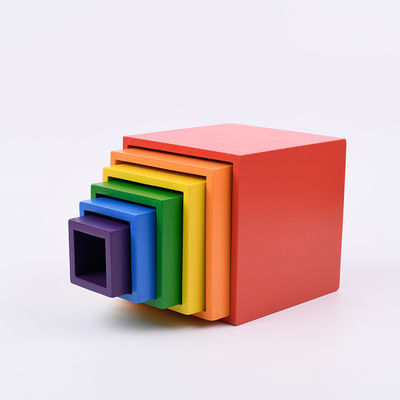 Particelle elementari di legno Toy Nesting Rainbow Block Set del ponte del bambino 15cm