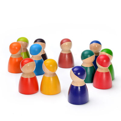 Particelle elementari di legno Toy Nesting Rainbow Block Set del ponte del bambino 15cm