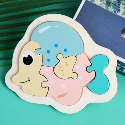 Il puzzle di legno del blocchetto di Macaron 3D gioca i blocchi animali di legno