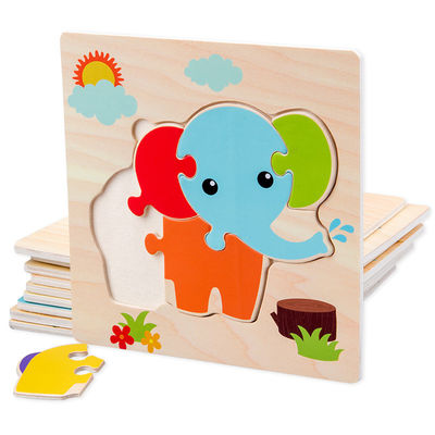 I giochi che di Montessori il bambino gioca gli animali trafficano i bambini 3D imbarazza il puzzle di legno Toy Matching di cognizione del fumetto