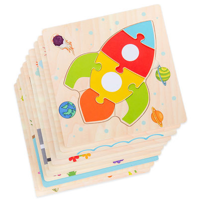 I giochi che di Montessori il bambino gioca gli animali trafficano i bambini 3D imbarazza il puzzle di legno Toy Matching di cognizione del fumetto