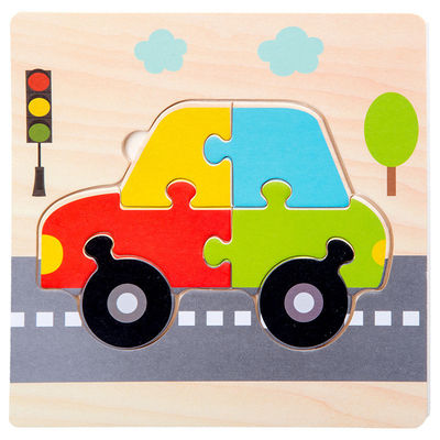 I giochi che di Montessori il bambino gioca gli animali trafficano i bambini 3D imbarazza il puzzle di legno Toy Matching di cognizione del fumetto