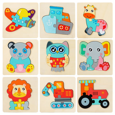 I giochi che di Montessori il bambino gioca gli animali trafficano i bambini 3D imbarazza il puzzle di legno Toy Matching di cognizione del fumetto