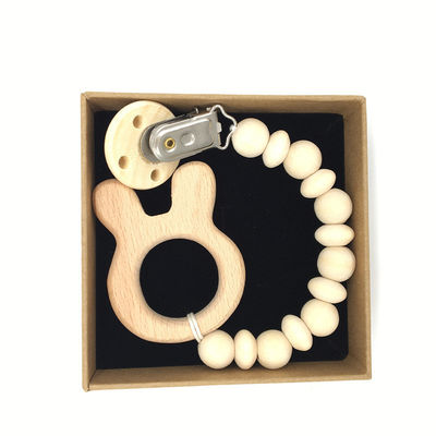 Giocattoli di legno mettere i denti del bambino di Teether del silicone di legno organico animale 5pcs