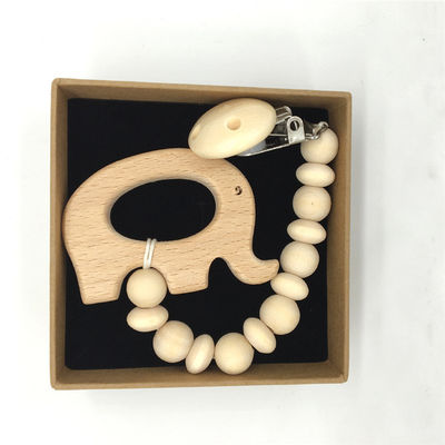 Giocattoli di legno mettere i denti del bambino di Teether del silicone di legno organico animale 5pcs