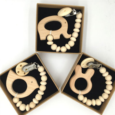 Giocattoli di legno mettere i denti del bambino di Teether del silicone di legno organico animale 5pcs