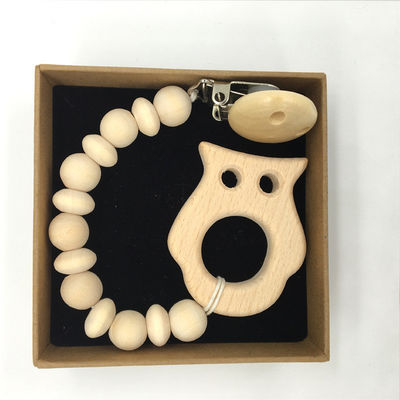 Giocattoli di legno mettere i denti del bambino di Teether del silicone di legno organico animale 5pcs