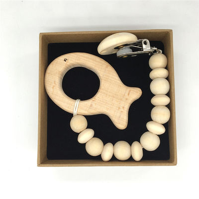 Giocattoli di legno mettere i denti del bambino di Teether del silicone di legno organico animale 5pcs