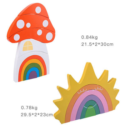 Giocattoli di legno creativi di legno di Montessori di 22cm dell'impilatore non tossico dell'arcobaleno
