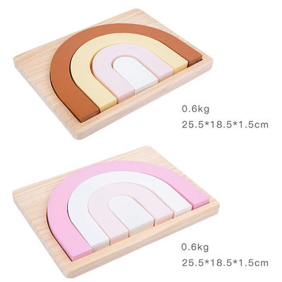 Giocattoli di legno creativi di legno di Montessori di 22cm dell'impilatore non tossico dell'arcobaleno