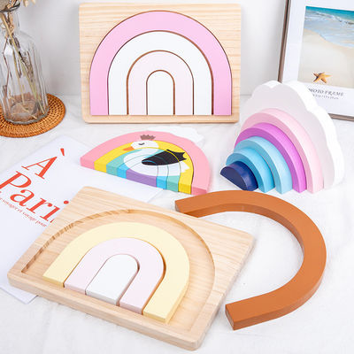 Giocattoli di legno creativi di legno di Montessori di 22cm dell'impilatore non tossico dell'arcobaleno