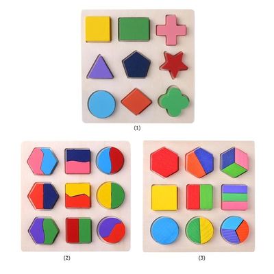 Ordinando il bambino di legno di Montessori gioca la scuola materna di legno geometrica dei blocchi 15cm