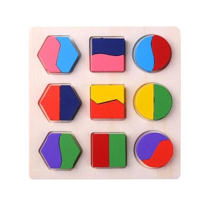 Ordinando il bambino di legno di Montessori gioca la scuola materna di legno geometrica dei blocchi 15cm