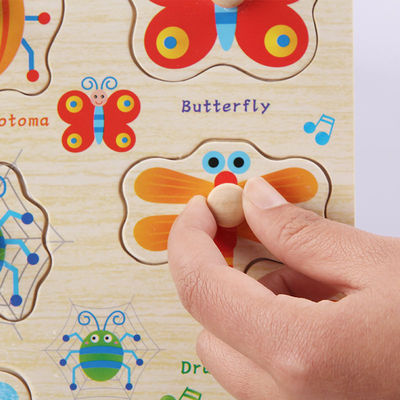 Giocattoli educativi di legno dei puzzle animali di legno 15cm unisex