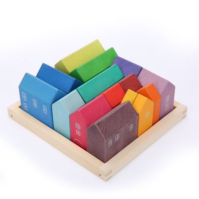 arcobaleno di legno di storia dell'impilatore di legno dell'arcobaleno della Camera di 22.5cm che impila giocattolo