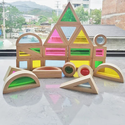 Arcobaleno pastello dell'impilatore di legno dell'arcobaleno dei bambini 8.66in che impila giocattolo