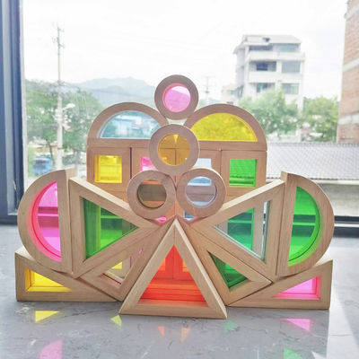 Arcobaleno pastello dell'impilatore di legno dell'arcobaleno dei bambini 8.66in che impila giocattolo