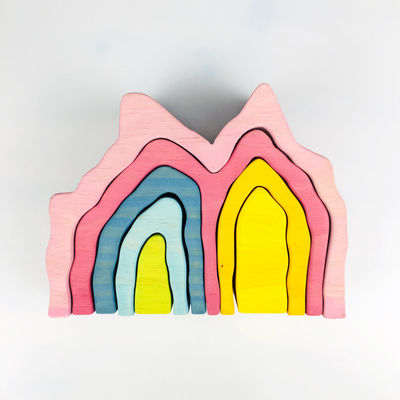 Particelle elementari di legno Toy Geometric Rainbow Building Blocks di Pegdolls
