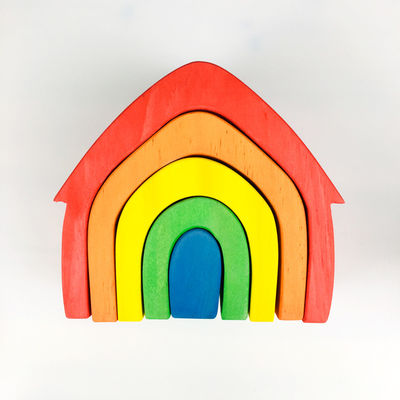 Particelle elementari di legno Toy Geometric Rainbow Building Blocks di Pegdolls