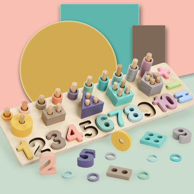 Insegnamento di legno 14cm geometrico di Toy Montessori Math Blocks Preschool di per la matematica