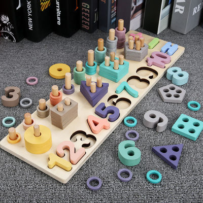 Insegnamento di legno 14cm geometrico di Toy Montessori Math Blocks Preschool di per la matematica