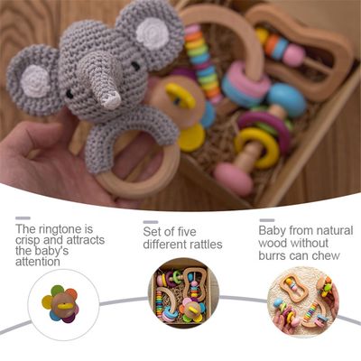 Grado di legno mettere i denti Toy Wooden Rattle Teether Food di Soother 11.6cm di crepitio