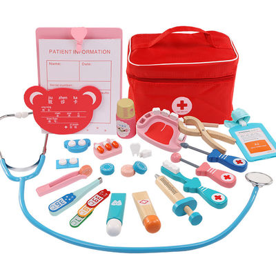 Simulazione portatile Toy Doctor Kit di legno dei bambini dell'OEM