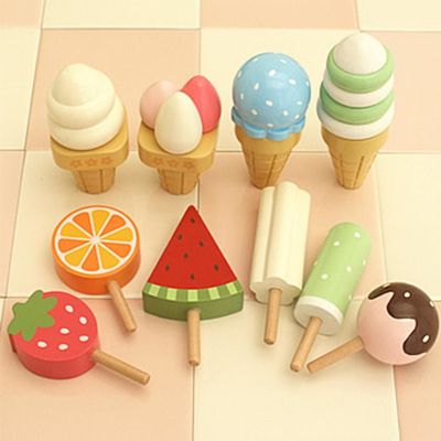 Gelato magnetico di legno di simulazione realistica Toy With Display Stand