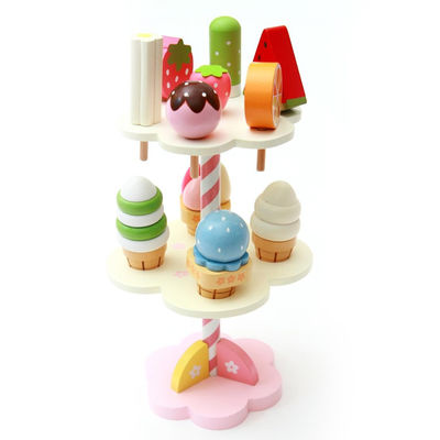 Gelato magnetico di legno di simulazione realistica Toy With Display Stand