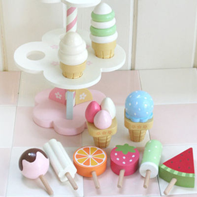 Gelato magnetico di legno di simulazione realistica Toy With Display Stand