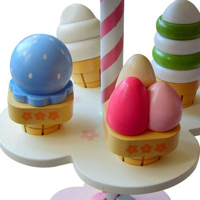 Gelato magnetico di legno di simulazione realistica Toy With Display Stand