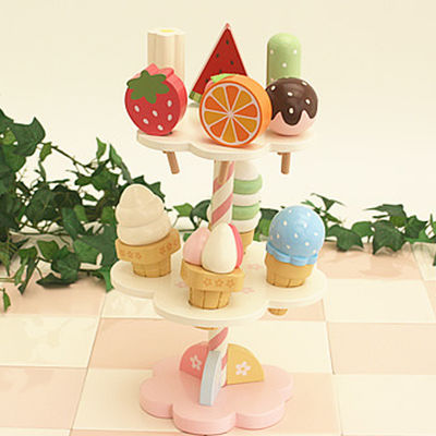 Gelato magnetico di legno di simulazione realistica Toy With Display Stand