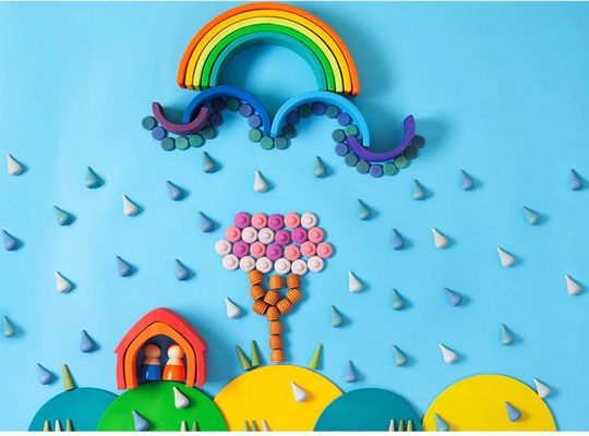 giocattoli di legno educativi di Montessori dell'impilatore dell'arcobaleno 6pcs