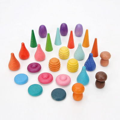 giocattoli di legno educativi di Montessori dell'impilatore dell'arcobaleno 6pcs