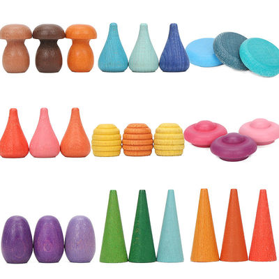 giocattoli di legno educativi di Montessori dell'impilatore dell'arcobaleno 6pcs