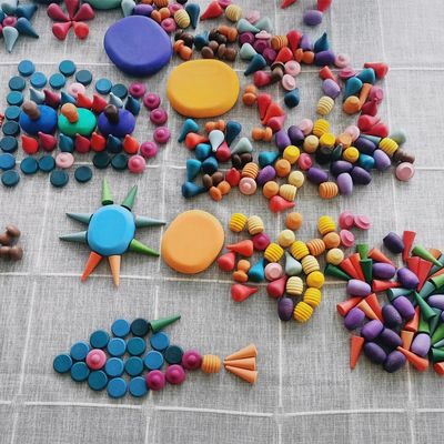 giocattoli di legno educativi di Montessori dell'impilatore dell'arcobaleno 6pcs