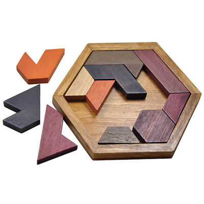 Puzzle di legno esagonali del Montessori dei bambini