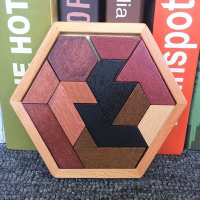 Puzzle di legno esagonali del Montessori dei bambini