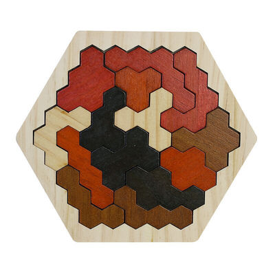 Puzzle di legno esagonali del Montessori dei bambini