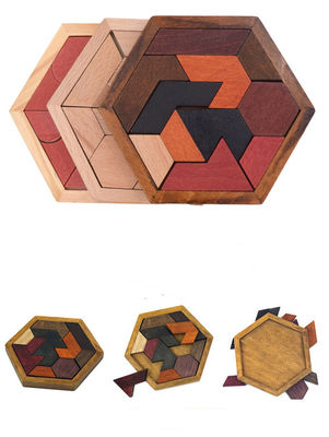 Puzzle di legno esagonali del Montessori dei bambini